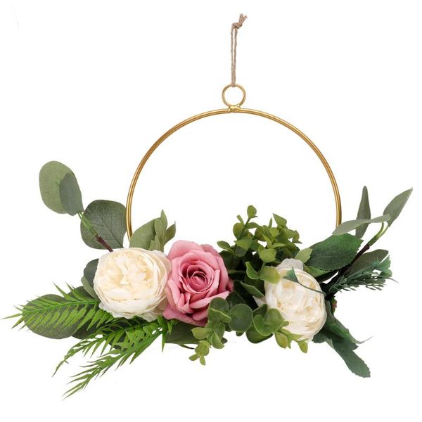 

1pc nordic door wall wreath simulation metal garland festival po prop decorative flowers & wreaths