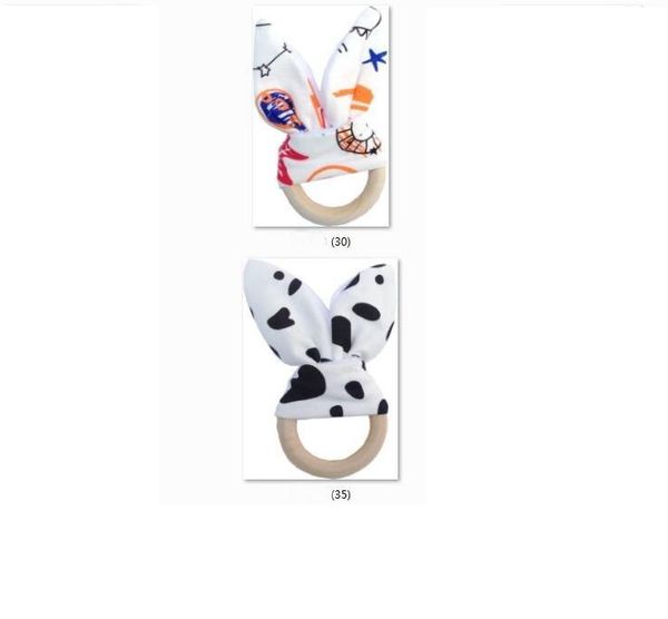 

20pcs baby teethers natural wooden teether circle water absorption minky dots fabric newborn teeth practice toys training handmade ring