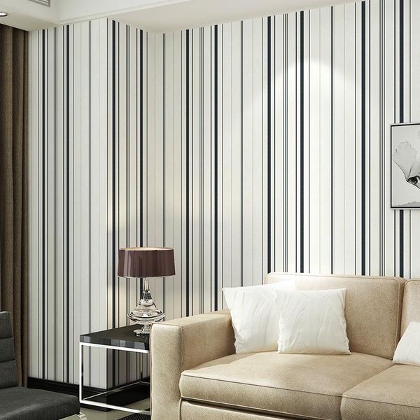 

non-self adhesive minimalist plain living room bedroom wallpaper 3d stripe tv background solid color thickening wallpapers