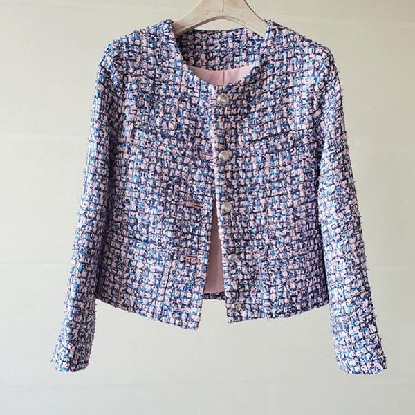 

two piece dress zawfl - women's loose long sleeve tweed jacket, autumn and winter coat with ee a row of buttons, White