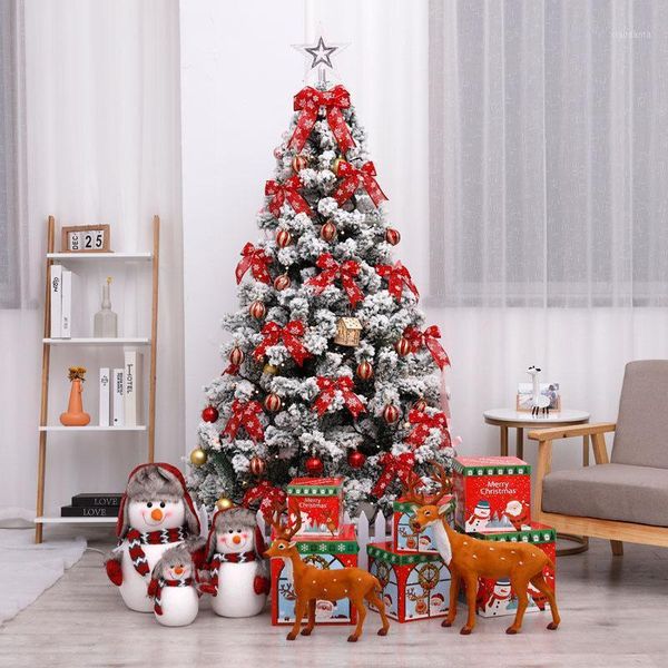 

christmas decorations european modern artificial cedar encrypted tree white snow flocking pvc scene layout ornament