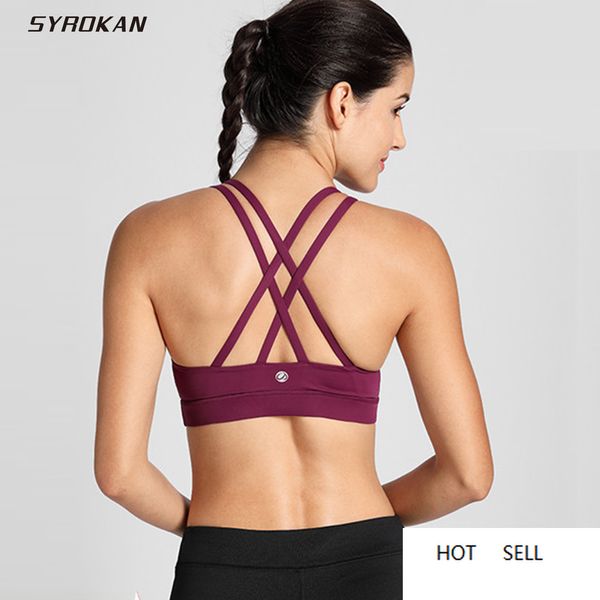 

women's strappy back wirepadded workout yoga sports bra