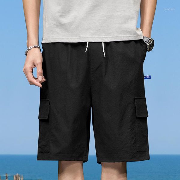 

men's shorts 2021 summer korean fashion brand breathable embroidery standard plain loose thin five leisure tooling, White;black