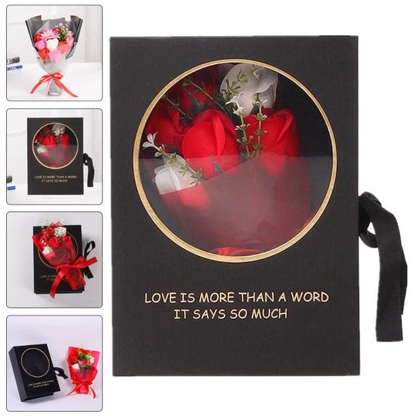 

1pc artificial soap rose gift box mother's day flower (red) wrap