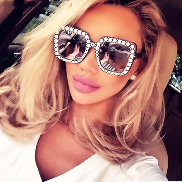 

sunglasses 2021 shining diamond women brand design flash square shades female mirror sun glasses oculos lunette, White;black