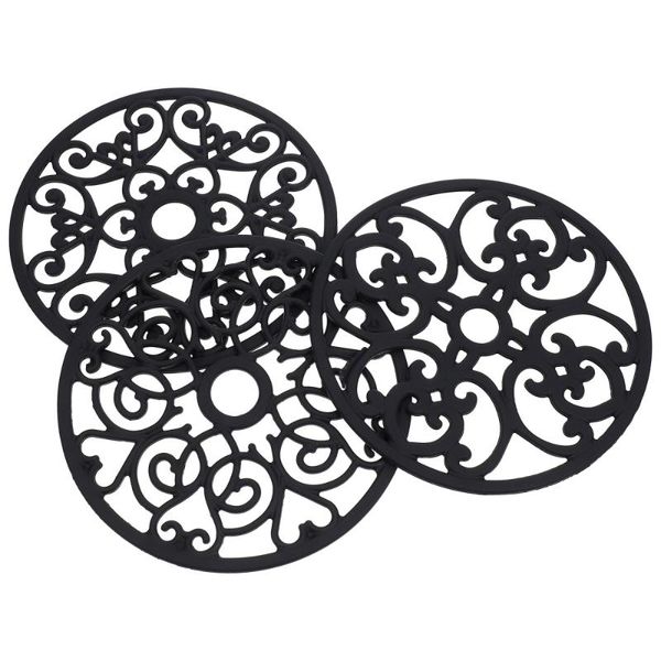 

mats & pads 3pcs anti-scalding cushions silicone placemats decorative pot (black)