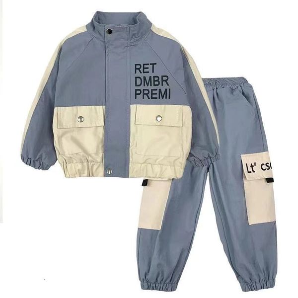 

children's suit 90-130cm spring children cotton clothes patchwork sets for boys coat + cargo pants boy clothing casual children's, White