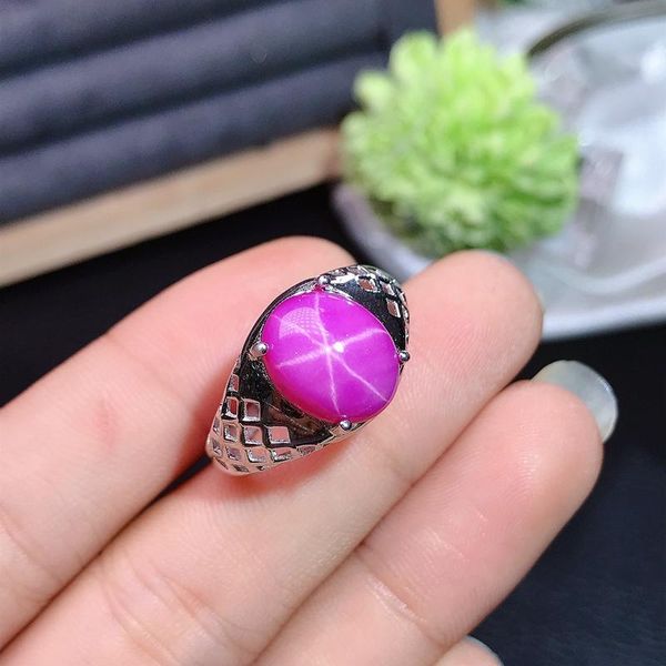 

cluster rings starlight ruby men's ring 925 sterling silver beautiful party gift, Golden;silver