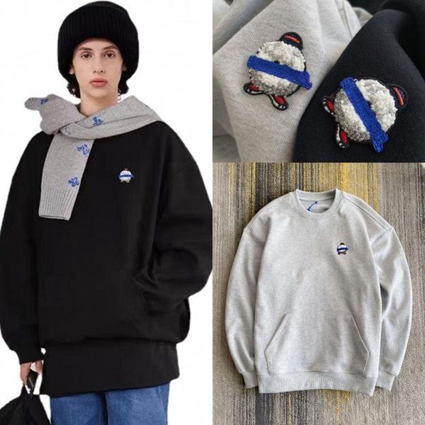 

men's hoodies & sweatshirts oversized ader error long sleeve o-neck sweatshirt towel embroidered snowman 2021ss adererror 1:1 pullover, Black