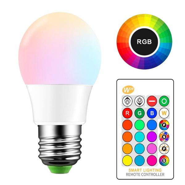 

bulbs 5w 10w 15w rgb led bulb lights 110v 220v e27 rgbw lampada 16 colors changeable lamp with ir remote control