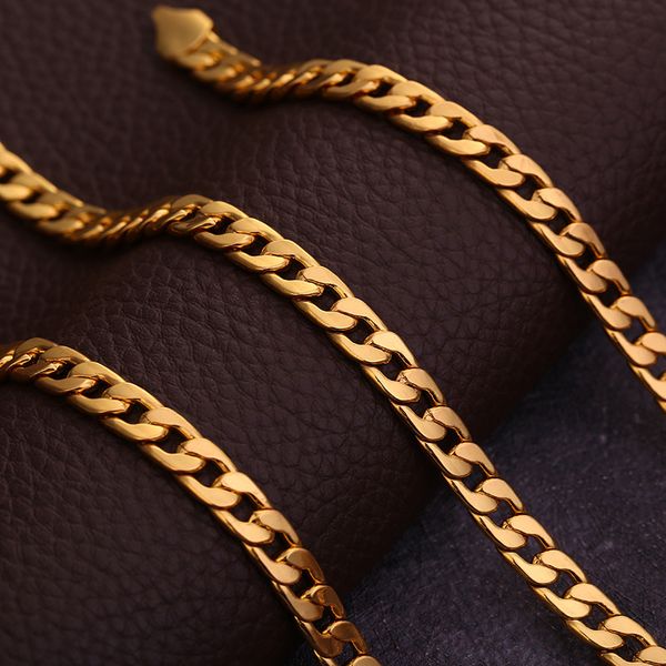 

new trendy 18k gold plated 6mm width metal chain necklace for men, Silver