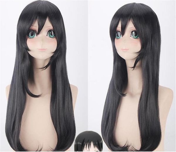 

party masks love live sonoda umi cosplay wigs dark blue black anime hair costume halloween women wig cap c038