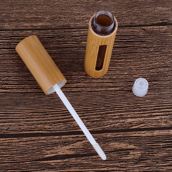 

50pcs/set 7ml reusable empty mascara tube bottle container vials bamboo wood cap lip gloss tubes m7