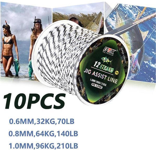 

10pcs 50m fishing lines 12 strands braided pe line reel accessories saltwater bass pike 0.6mm 0.8mm 1.0mm braid