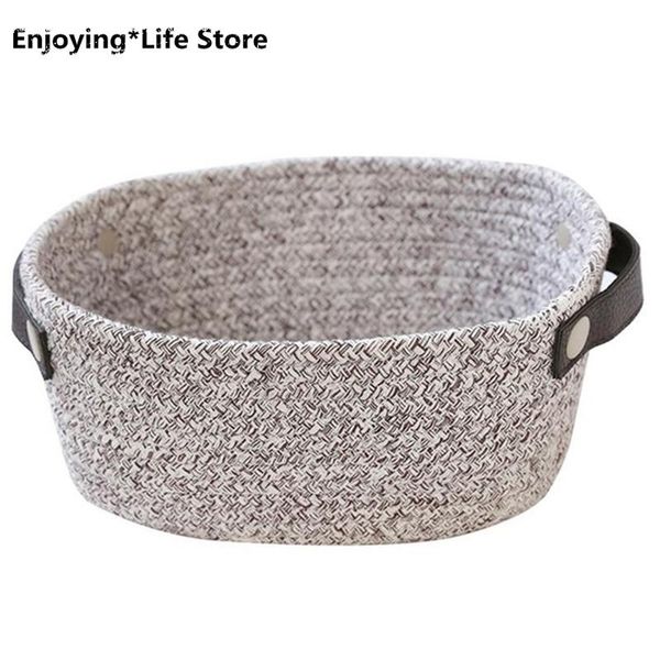 

storage baskets cotton woven basket with handle design rope to store sundries toy for home brown