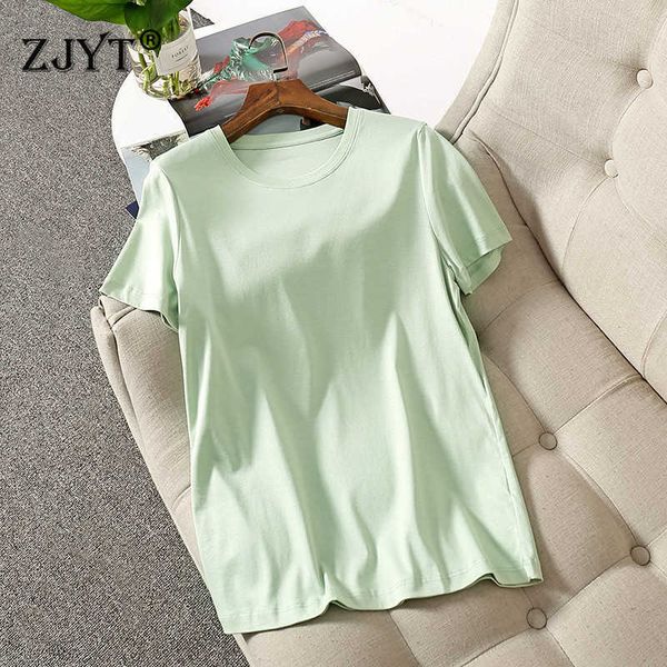 

trend europe fashion summer short sleeve solid women tshirts mercerized cotton casual soft white tees female s-xxl 210601