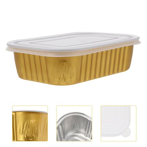 

gift wrap 10pcs disposable bbq pans tin foil barbecue box food container (golden)