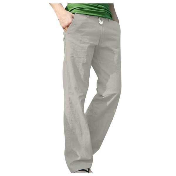 

men's pants men pleated straight 2021 fashion casual lace-up pocket solid color cotton and trousers oversized, Black