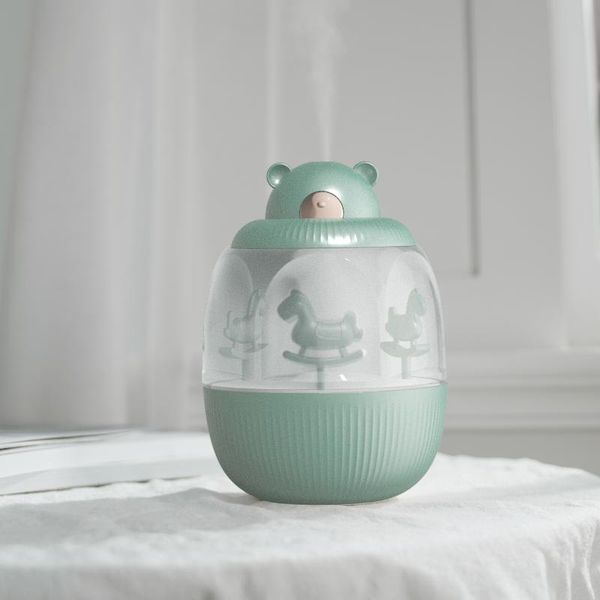 

carousel music box air humidifier aroma diffuser 320ml usb freshener with night lamp ultrasonic for home humidifiers
