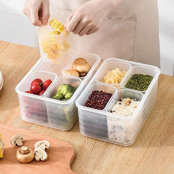 

kitchen four-part storage container fresh-keeping box basket containers jars with lid organizer bottles &