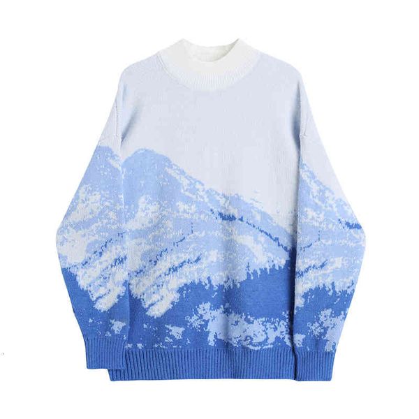 

women's sweaters casual solto pulÃ´ver camisola feminino contraste cor oversized montanha retro malhas crewneck casal malha s ri86, White;black