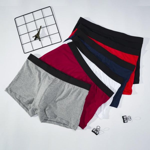 

underpants boxer mens underwear men cotton pure male solid color shorts comfortable breathable l-3xl panties, Black;white