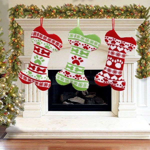 

christmas decorations pet socks knitted decoration gift wool jacquard bag a