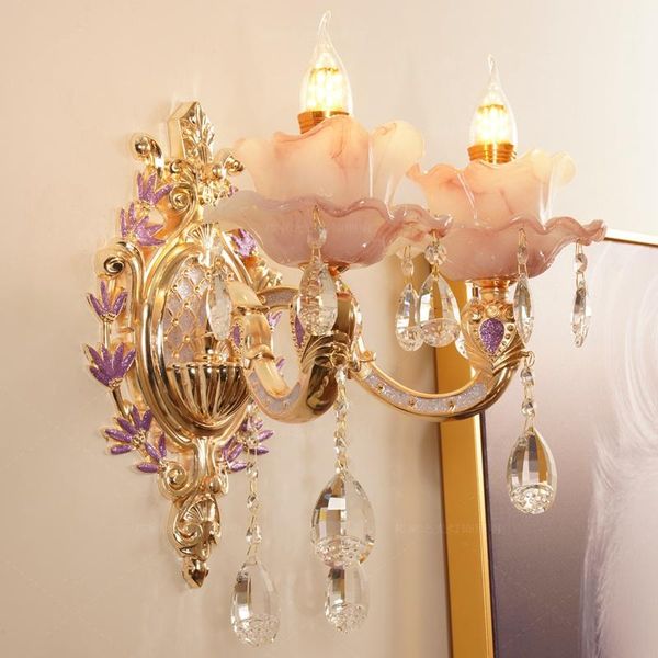 

wall lamp zinc alloy crystal living room tv background light el corridor aisle sconce bedroom bedside