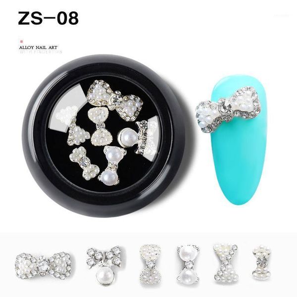 

6pcs/box 3d nail art gem glittering rhinestone beads diy manicure decor wh9981, Silver;gold