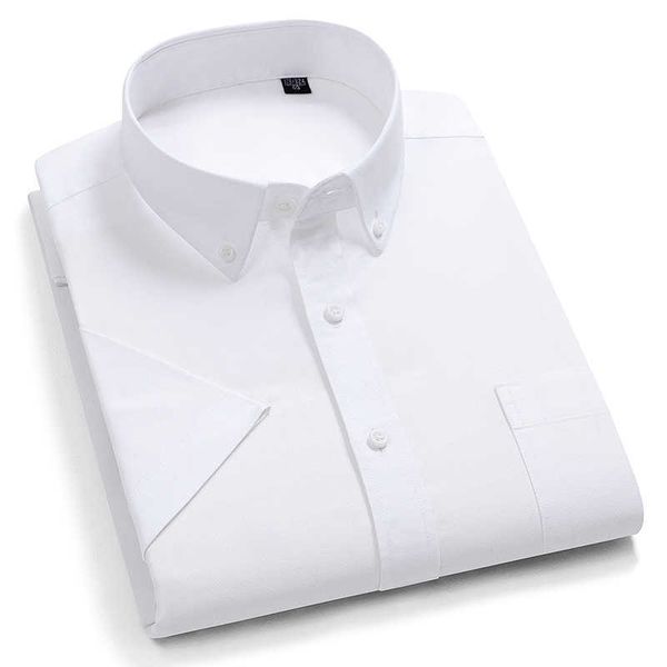 

summer short sleeve cotton men shirt regular fit button collar anti-wrinkle comfortable striped shirts for men casual overshirt 210628, White;black