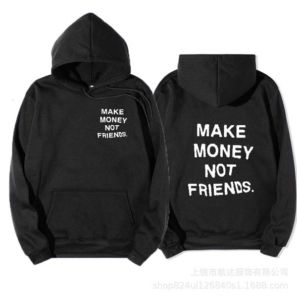 

2021 autumn menswear make money not friends printed sweater hoodie men, Black