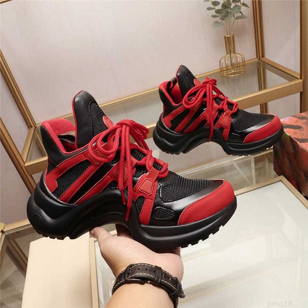 2023 Scarpe eleganti firmate di lusso Stringate Archlight Runway Sneakers da ginnastica in pelle di tweed allevate rosse nere con scatola