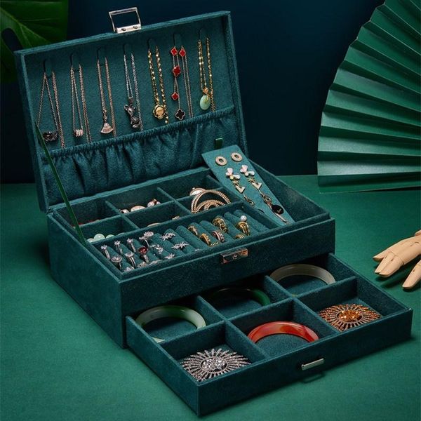 

jewelry pouches, bags carrying cases organizer box drawer storage ring earring with lock and finishing, Pink;blue