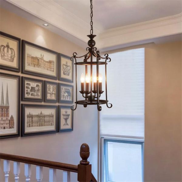 Lâmpadas pendentes American retro preto de ferro forjado da sala de estar de jantar de cozinha de cozinha capa de lâmpada de lâmpada de castiça