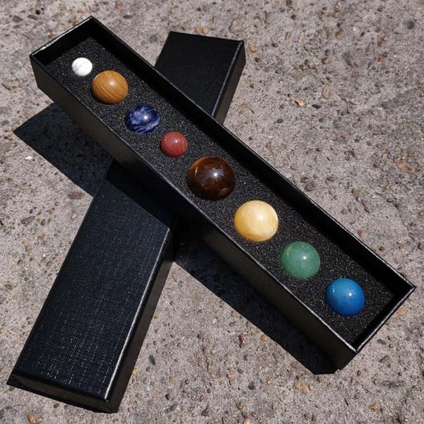 

decorative objects & figurines natural crystal solar system eight planet balls stone beads healing crystals chakra round sphere jewelry gems