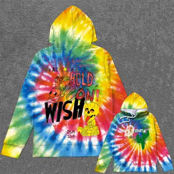 

2021 printed hoodie graffiti hand painted hip hop travis scott, Black