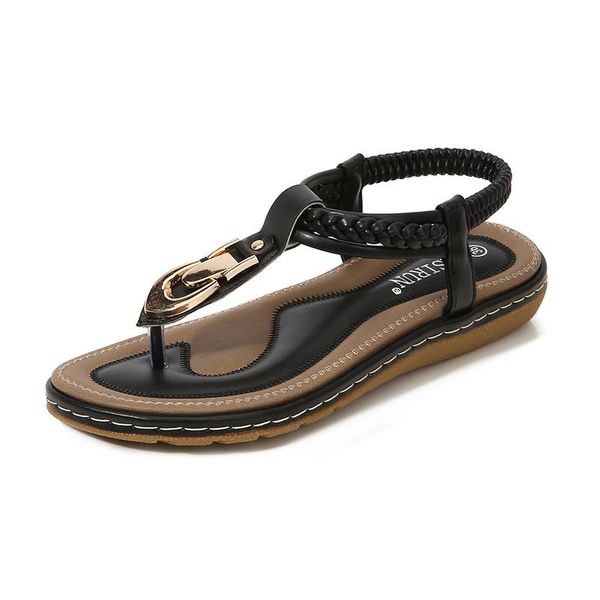 

sandals women's summer non-slip flip flops flat gold buckle casual korean and slippers 2021, Black