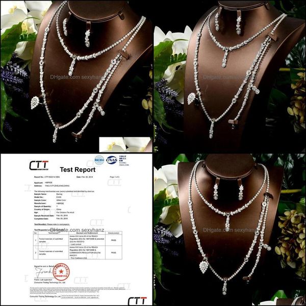 Ohrringe Halskette Hibride Glänzender Kubikzircon Indien Schmuck-Set Modedesign 4 Stücke Hochzeit Braut-Sets Für Frau N-1507 Drop Lieferung 20