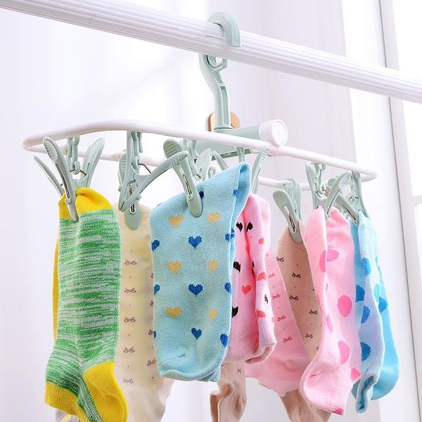 

multifunction plastic windproof clothes hanger foldable drying rack with peg for socks underwear 360 degrees rotating hangers & racks