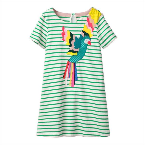 

summer short sleeve kids girl dresses girls clothes children parrot cartoon beach dress 2 7 years, Red;yellow