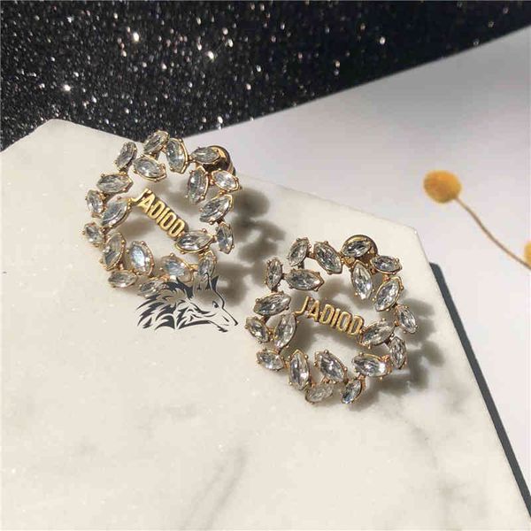 

factory specials aa round letter earrings leaf shape ears full of wheat drill fashionable women's style, Silver