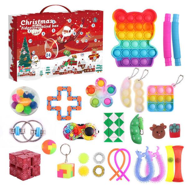 Weihnachts-Fidget-Spielzeug-Adventskalender für Mädchen, Jungen, Kinder, Erwachsene, Designer, Überraschungsabbau, Stress-Countdown, Feiertagsparty