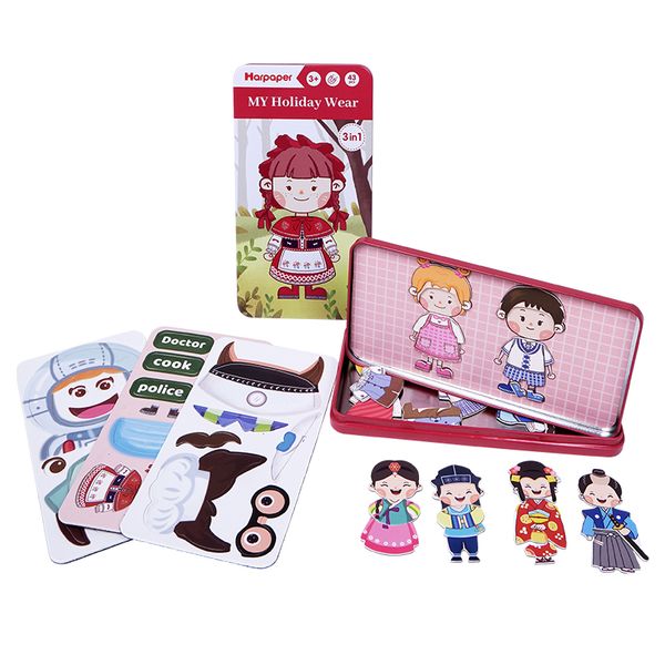 

fahion he 5 themes magnetic jigsaw puzzle multi-functional brain-stimulating toys children aged 3-6