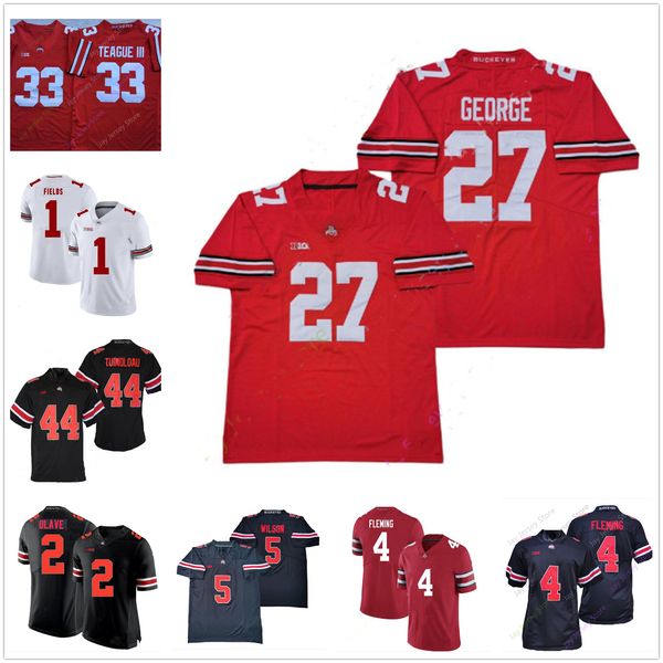 

ncaa college ohio state buckeyes football jersey c.j. stroud chris olave garrett eddie george fields wilson teague iii julian fleming j.t. t, Black