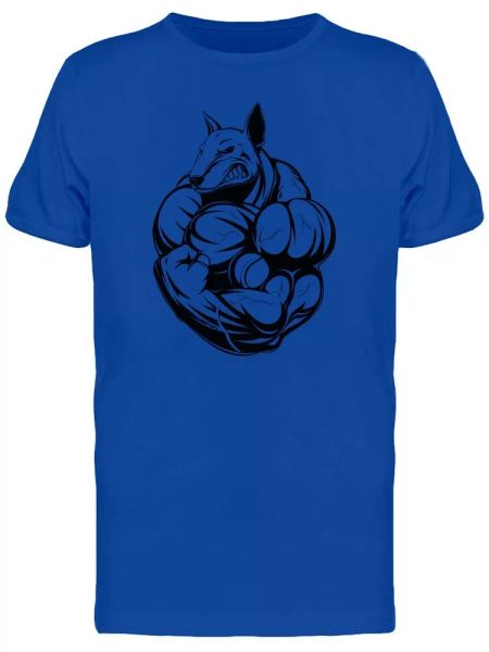 

strong dog flexing men's tee -image by shutterstock, White;black