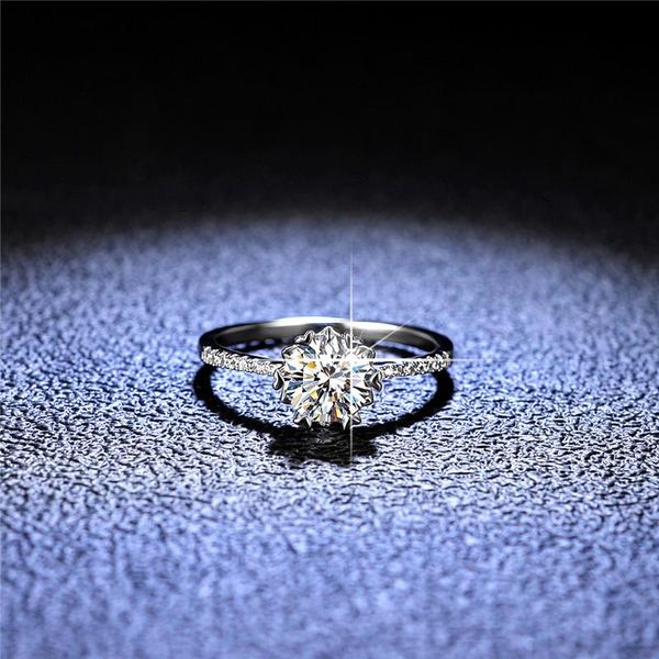 

silver platinum excellent cut diamond test passed 1 d color good moissanite rose heart prong ring 925 jewelry pt950 cluster rings, Golden;silver