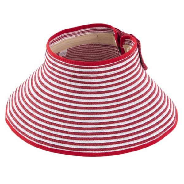 

women open straw sun visor hat bowknot wide brim roll-up foldable beach cap d0lf hats, Blue;gray