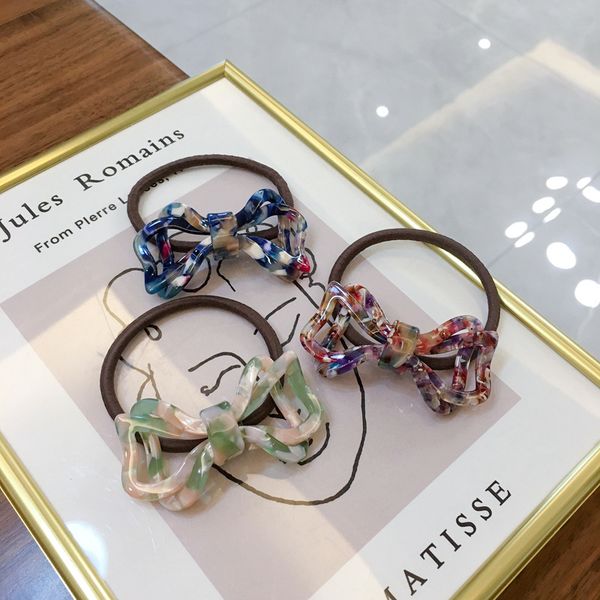 

acetate fashion hair ties women elastic elegant colorful bow shape girls hairrubber hairband accessories, Pink