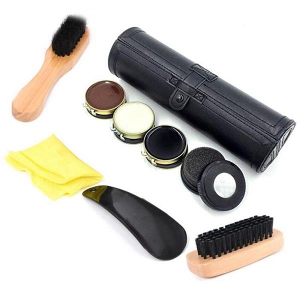 

clothing & wardrobe storage shoe shine care kit with compact case portable travel home neutral shoes polish set for men gifts