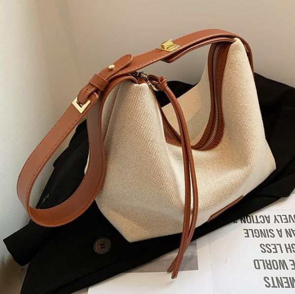 

evening bags 2021 summer canvas all-match western style niche designer brand large-capacity women's shoulder crossbody armpit handbag
